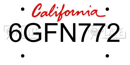 6GFN772 California License Plate