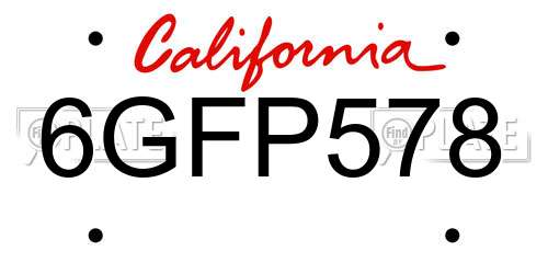 6GFP578 California License Plate
