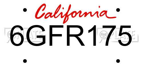 6GFR175 California License Plate