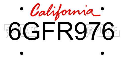 6GFR976 California License Plate