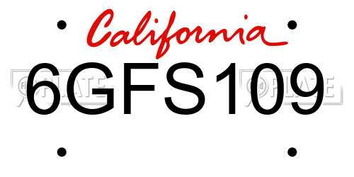 6GFS109 California License Plate
