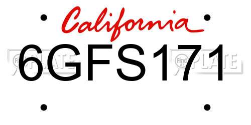 6GFS171 California License Plate