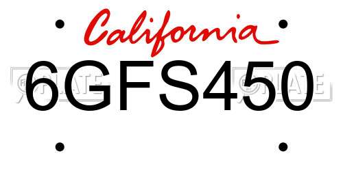 6GFS450 California License Plate