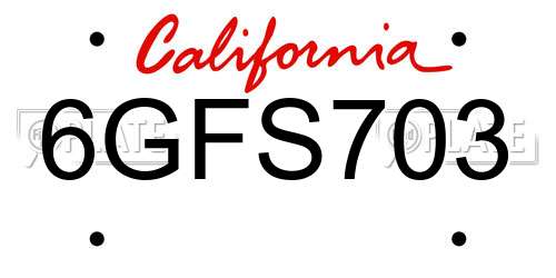 6GFS703 California License Plate