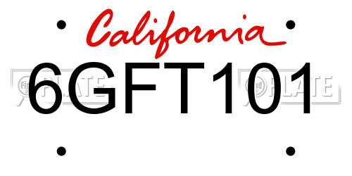6GFT101 California License Plate