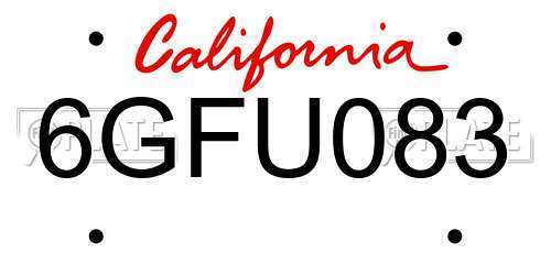 6GFU083 California License Plate