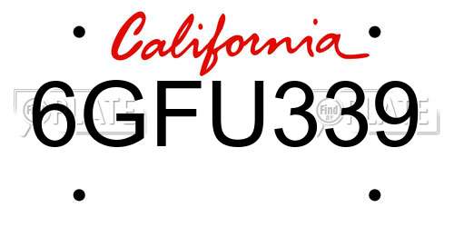 6GFU339 California License Plate