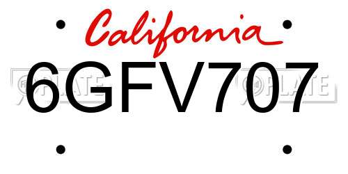 6GFV707 California License Plate