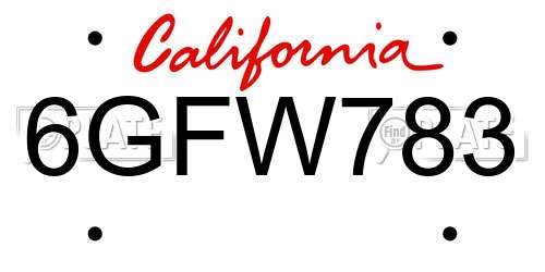 6GFW783 California License Plate