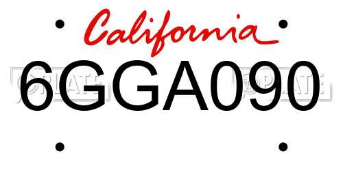 6GGA090 California License Plate