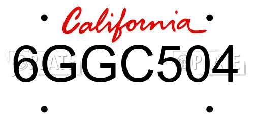 6GGC504 California License Plate
