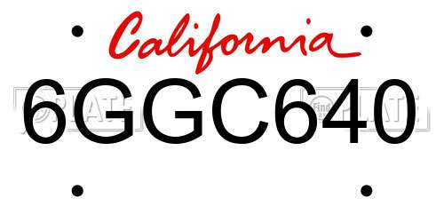 6GGC640 California License Plate