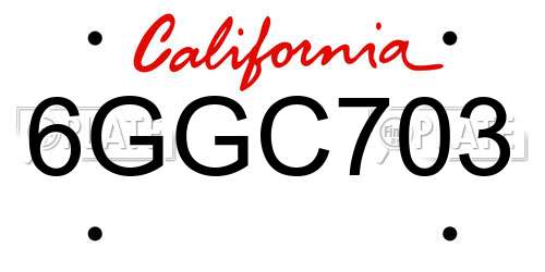 6GGC703 California License Plate
