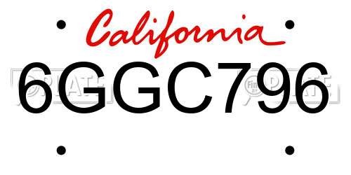 6GGC796 California License Plate