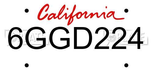 6GGD224 California License Plate