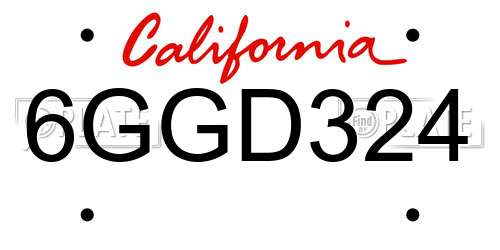 6GGD324 California License Plate