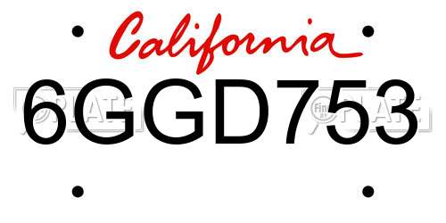 6GGD753 California License Plate