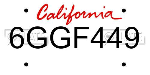 6GGF449 California License Plate
