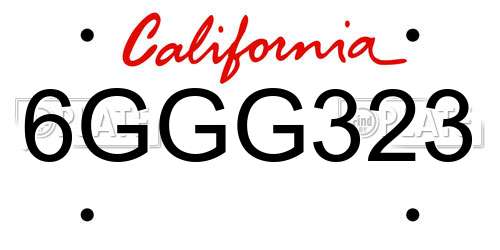 6GGG323 California License Plate