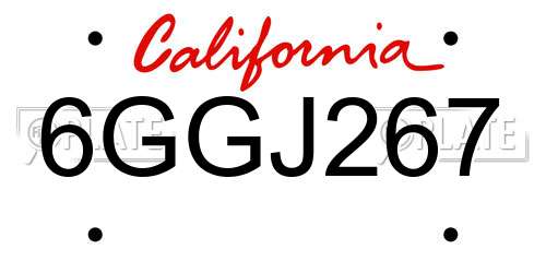 6GGJ267 California License Plate