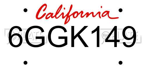6GGK149 California License Plate