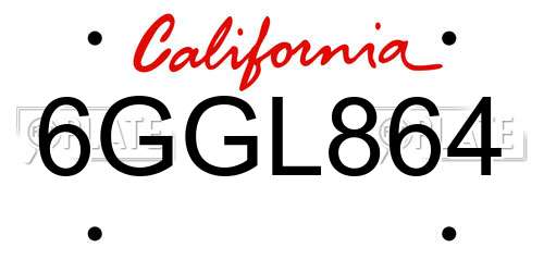 6GGL864 California License Plate