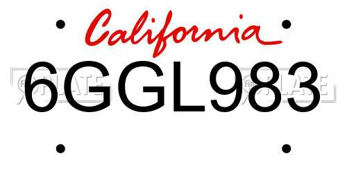 6GGL983 California License Plate