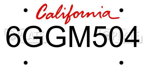 6GGM504 California License Plate