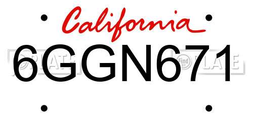 6GGN671 California License Plate