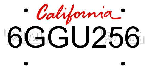 6GGU256 California License Plate