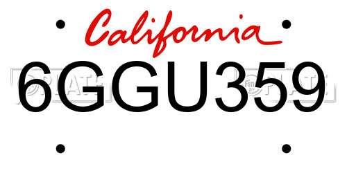 6GGU359 California License Plate
