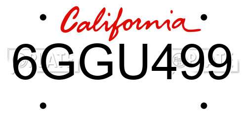 6GGU499 California License Plate