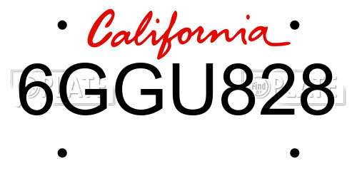 6GGU828 California License Plate