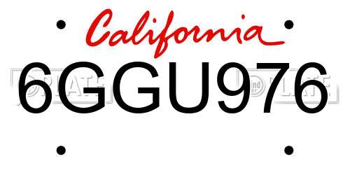 6GGU976 California License Plate