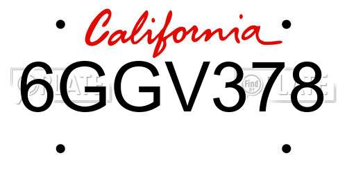 6GGV378 California License Plate