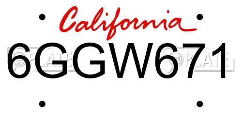 6GGW671 California License Plate