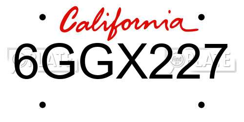 6GGX227 California License Plate