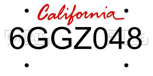6GGZ048 California License Plate