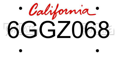 6GGZ068 California License Plate