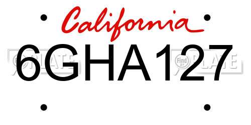 6GHA127 California License Plate