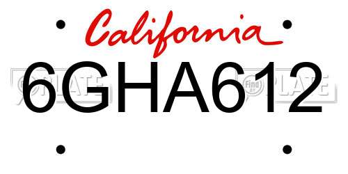 6GHA612 California License Plate