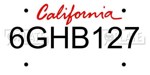 6GHB127 California License Plate