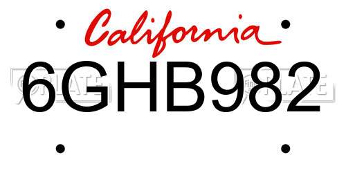 6GHB982 California License Plate