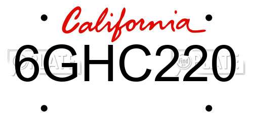 6GHC220 California License Plate