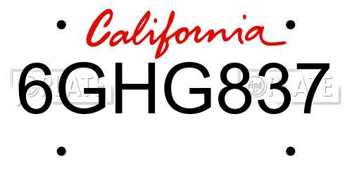 6GHG837 California License Plate