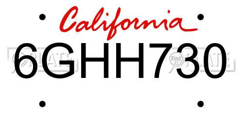 6GHH730 California License Plate