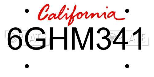 6GHM341 California License Plate