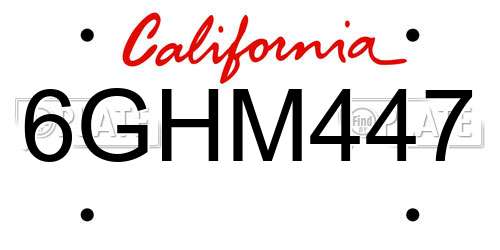 6GHM447 California License Plate