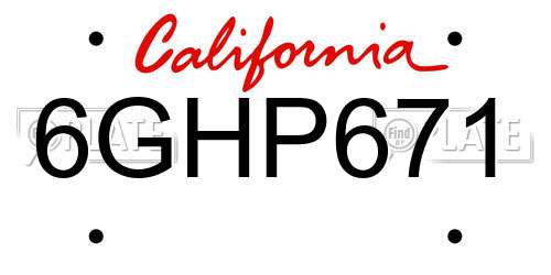 6GHP671 California License Plate