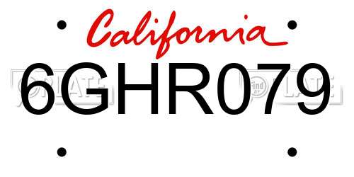 6GHR079 California License Plate